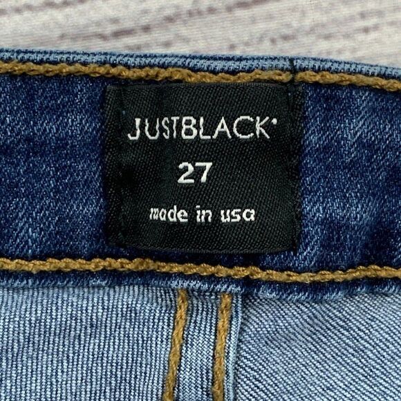 JUST BLACK Jeans sz 27 Skinny Ankle Medium Wash Raw Hem Stretchy Inseam 24.5" - Picture 10 of 12